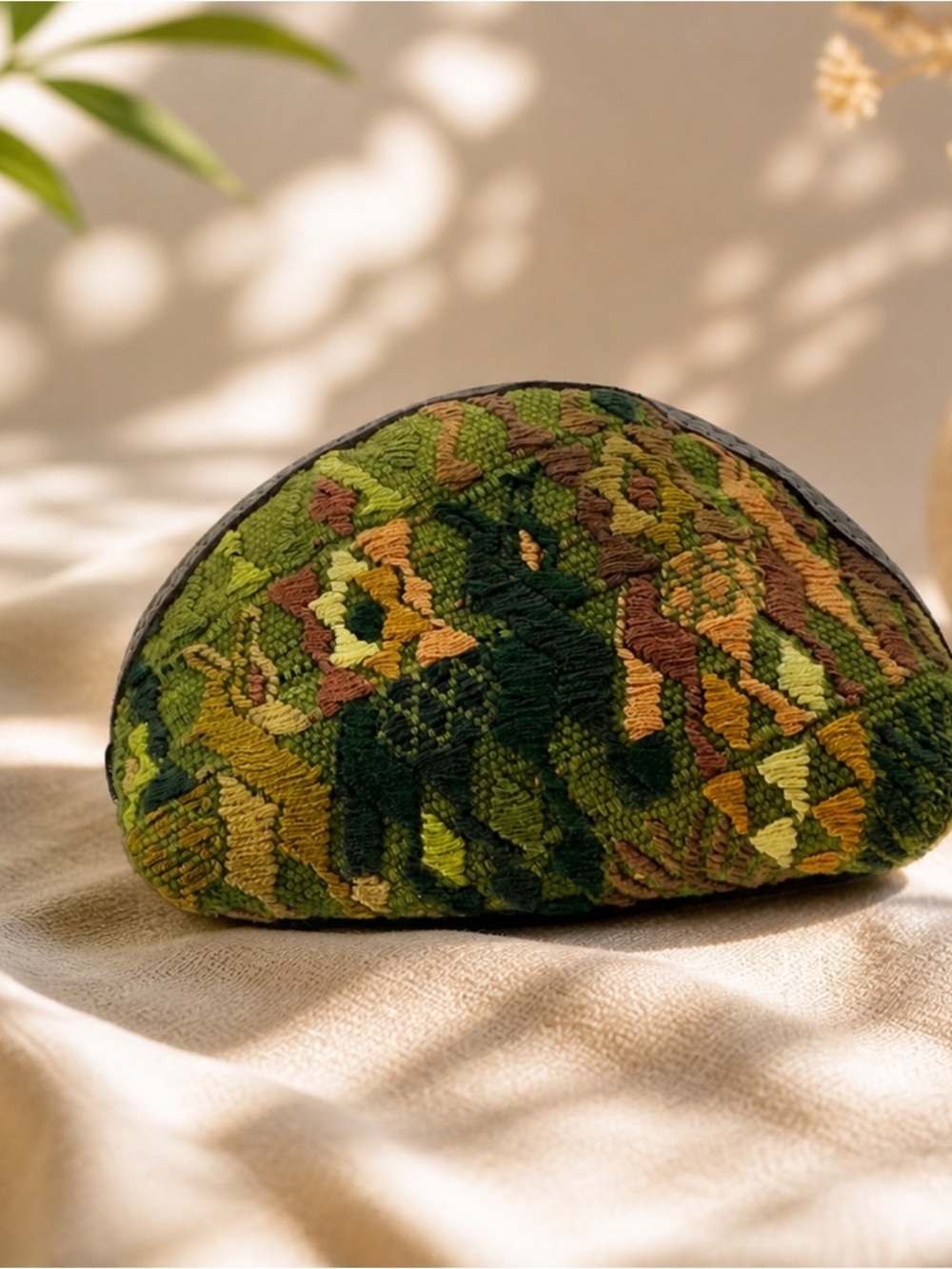Handwoven Guatemalan Coin Purse – Earth Tone Brocade Zip Pouch